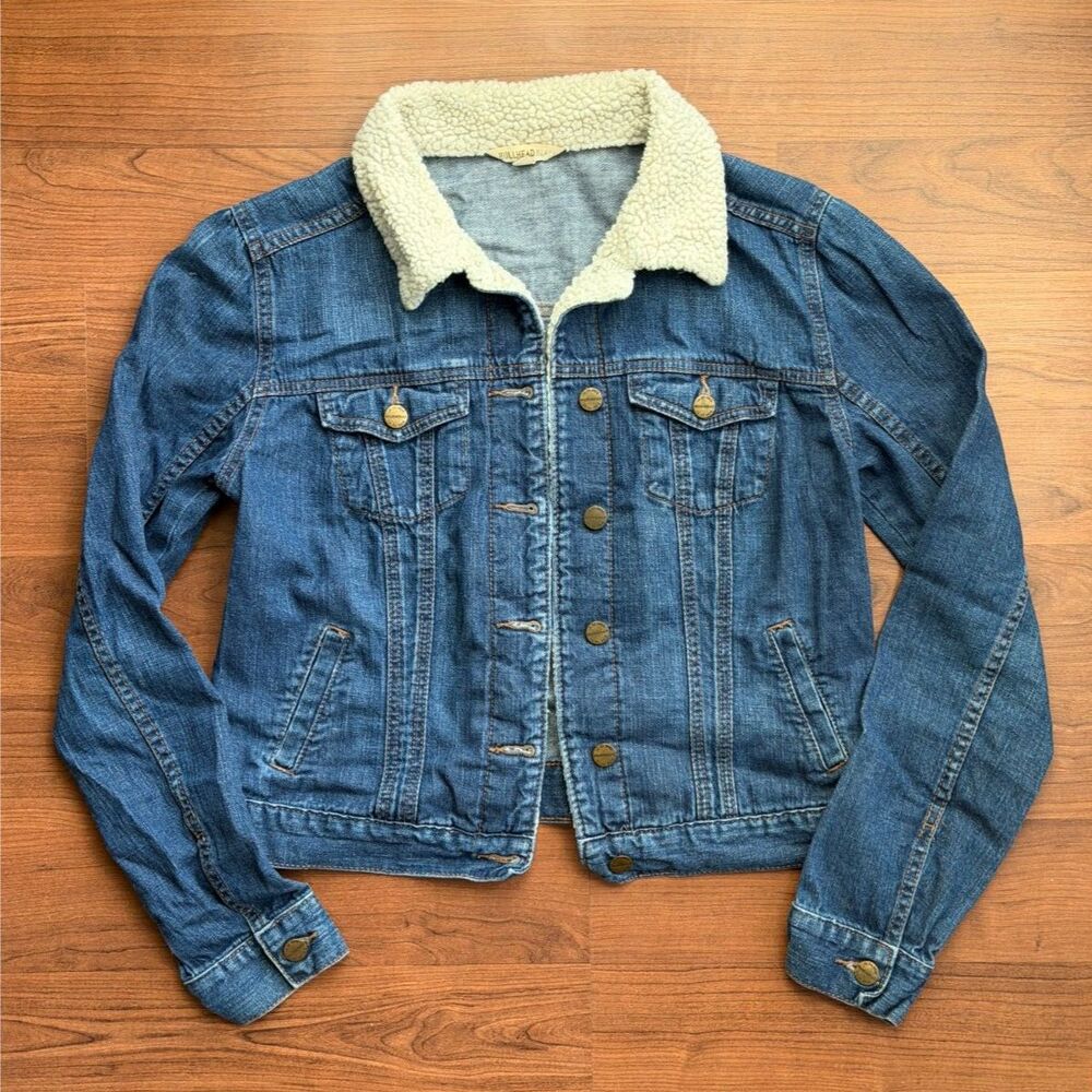Vintage Y2K Bullhead Denim Co Sherpa Collar Jean Jacket size L